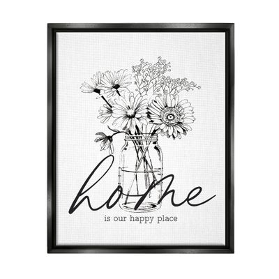 Stupell Industries Home Happy Place Flower Blossoms Jar Bouquet, Design by Lettered and Lined