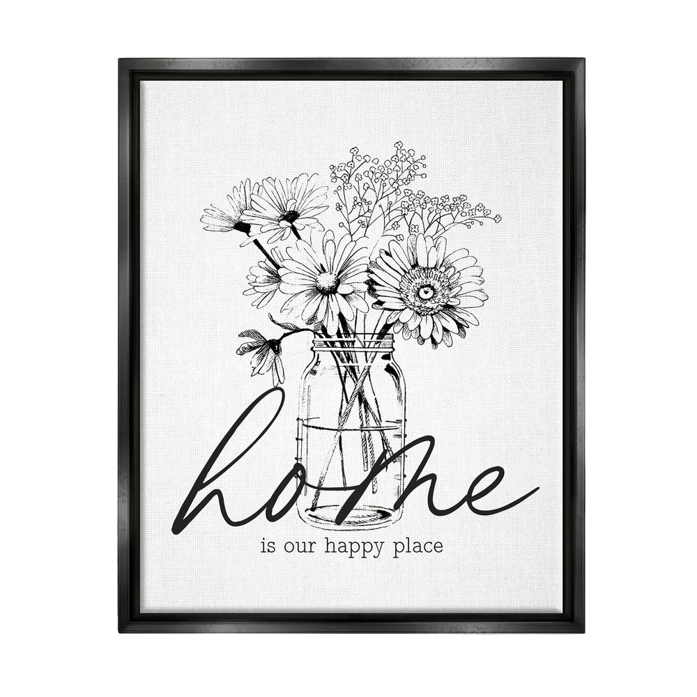 Stupell Industries Home Happy Place Flower Blossoms Jar Bouquet, Design by Lettered and Lined
