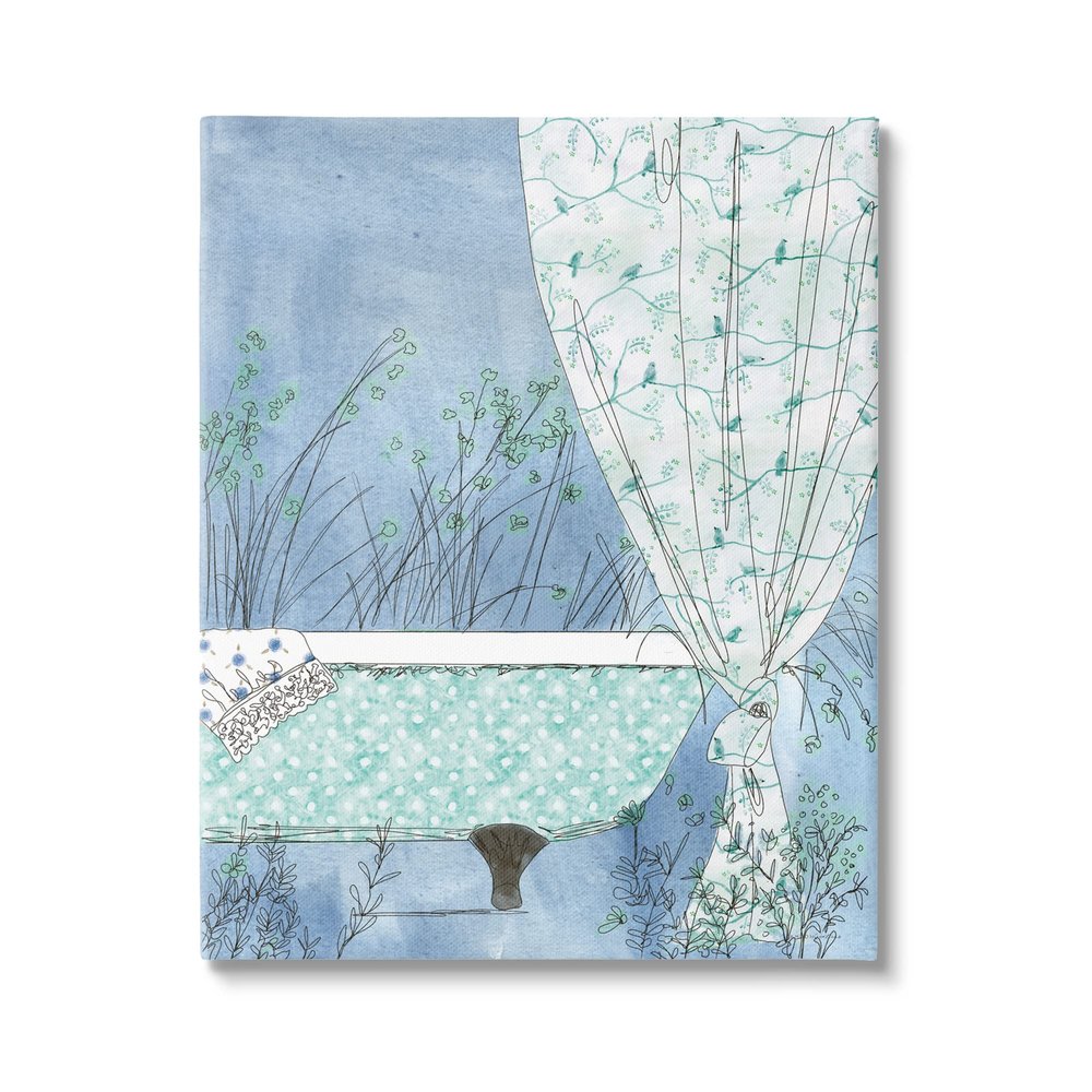 Stupell Industries Delicate Bathroom Claw Tub Curtain Floral Blossom, Design by Kamdon Kreations