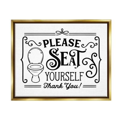 Stupell Industries Seat Yourself Vintage Style Bathroom Toilet Design, Design by Lettered and Lined