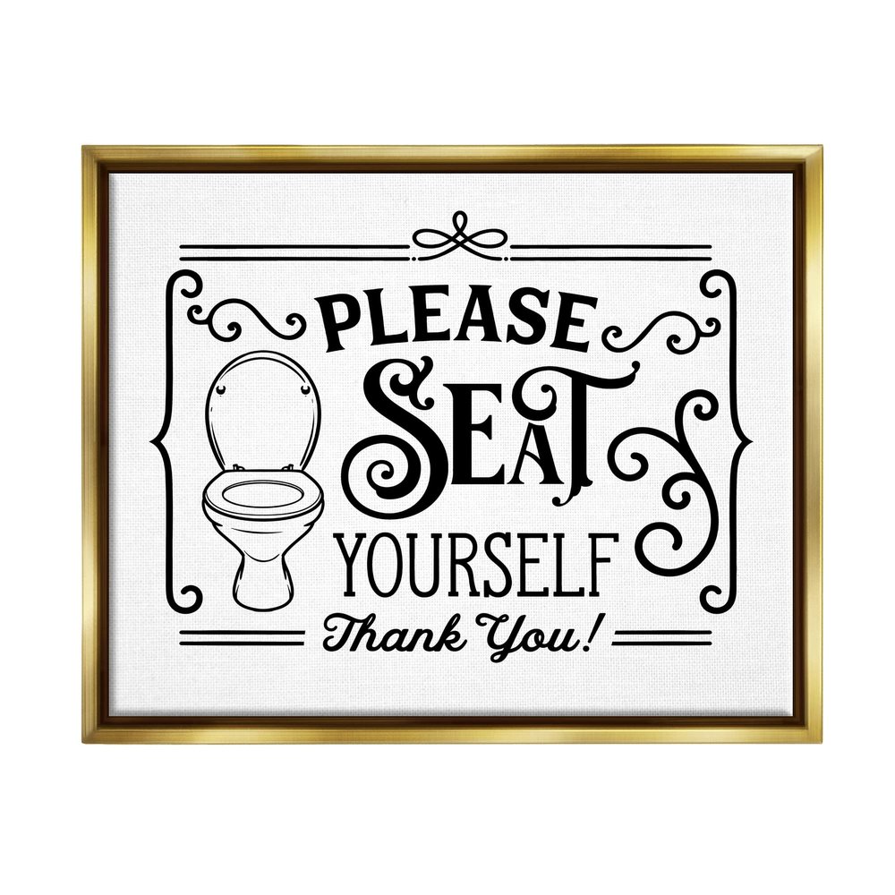Stupell Industries Seat Yourself Vintage Style Bathroom Toilet Design, Design by Lettered and Lined