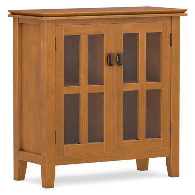 SIMPLIHOME Artisan 30" Wide Solid Wood Cabinet in Light Golden Brown