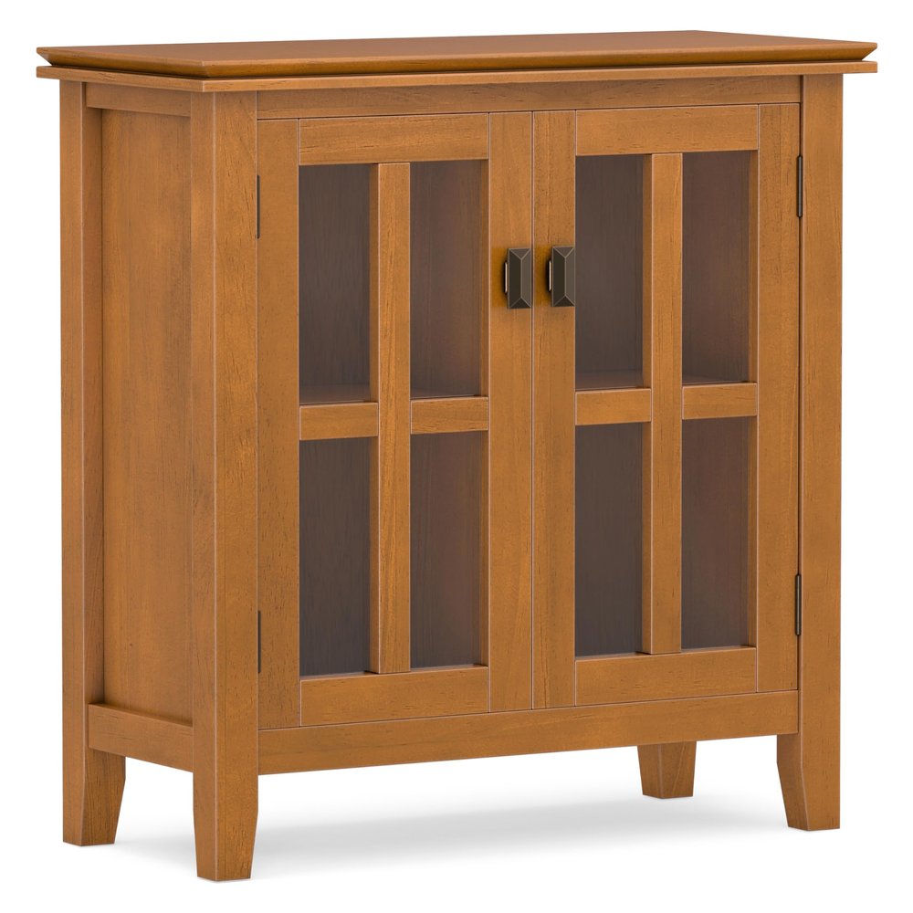 SIMPLIHOME Artisan 30" Wide Solid Wood Cabinet in Light Golden Brown