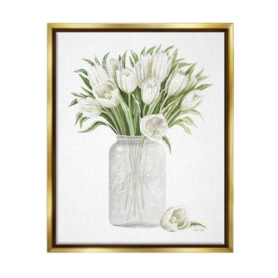 Stupell Industries White Tulips Rustic Country Jar Falling Blooms, Design by Cindy Jacobs