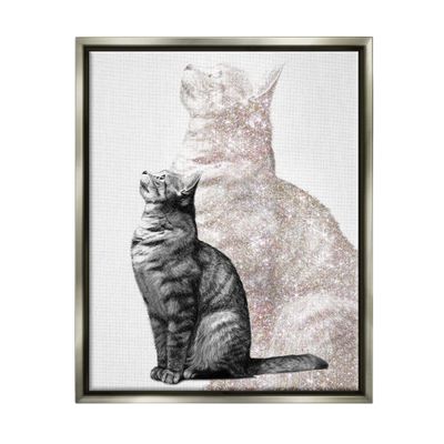 Stupell Industries Stoic Striped Cat Sitting Glam Sparkle Silhouette, Design by Ziwei Li