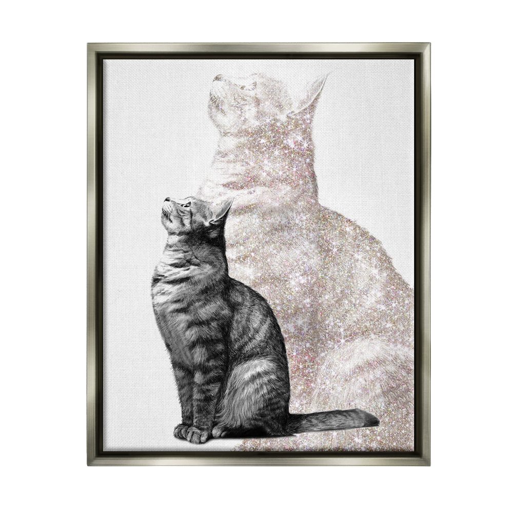 Stupell Industries Stoic Striped Cat Sitting Glam Sparkle Silhouette, Design by Ziwei Li