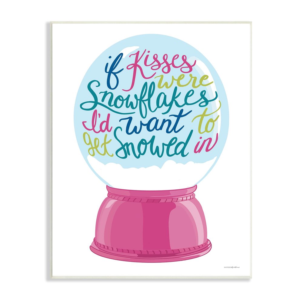 Stupell Industries Romantic Snowflake Kisses Snow Globe Winter Quote, Design by Kamdon Kreations