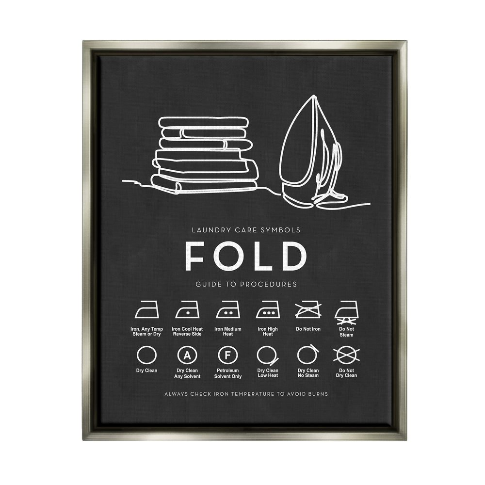 Stupell Industries Laundry Diagram Symbols Chart Ironing Folding Guide, Design by Lettered and Lined