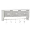 Flash Furniture Daly Wall Mounted Storage Rack - Whitewashed Solid Pine Wood - 24 Inch - Upper Shelf - 5 Hooks - Wire Baskets - For Entryway, Kitchen, Bathroom view 1