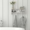 Flash Furniture Daly Wall Mounted Storage Rack - Whitewashed Solid Pine Wood - 24 Inch - Upper Shelf - 5 Hooks - Wire Baskets - For Entryway, Kitchen, Bathroom view 4