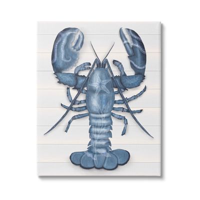 Stupell Industries Detailed Blue Lobster Starfish Botanical Motif Panels, Design by Darlene Seale