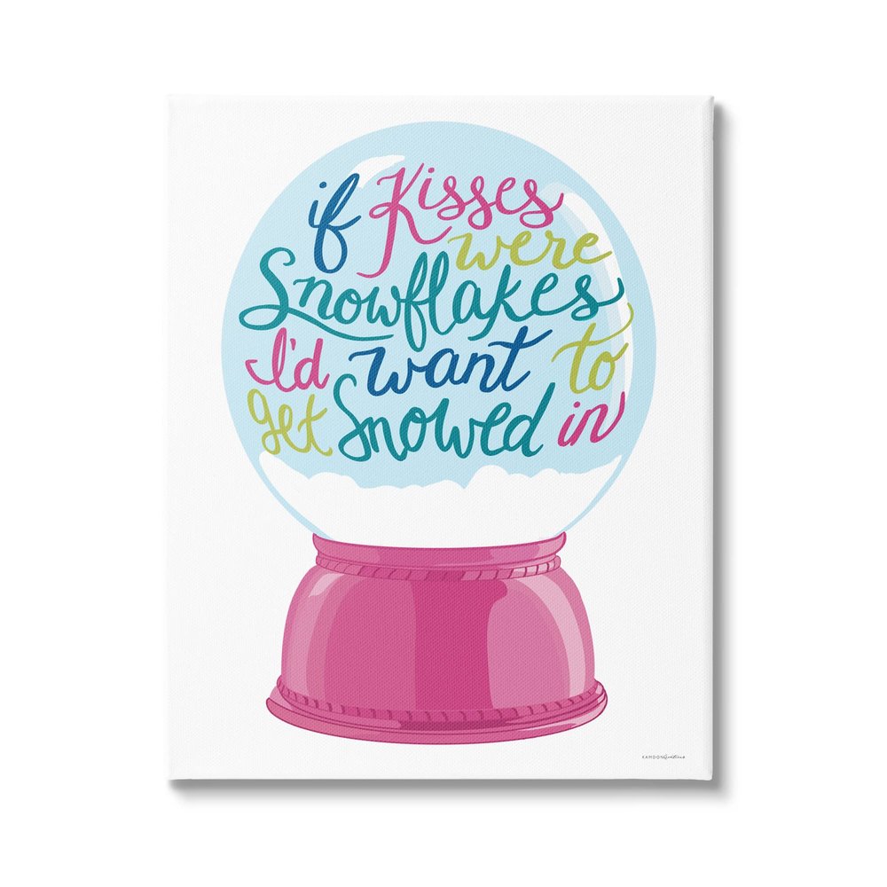 Stupell Industries Romantic Snowflake Kisses Snow Globe Winter Quote, Design by Kamdon Kreations