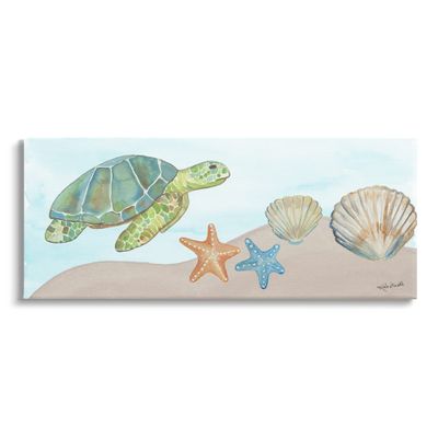 Stupell Industries Green Turtle Swimming Starfish Shells Sea Life, Design by Katie Doucette