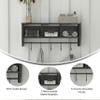 Flash Furniture Daly Wall Mounted Storage Rack - Blackwashed Solid Pine Wood - 24 Inch - Upper Shelf - 5 Hooks - Wire Baskets - For Entryway, Kitchen, Bathroom view 3