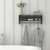 Flash Furniture Daly Wall Mounted Storage Rack - Blackwashed Solid Pine Wood - 24 Inch - Upper Shelf - 5 Hooks - Wire Baskets - For Entryway, Kitchen, Bathroom view 4