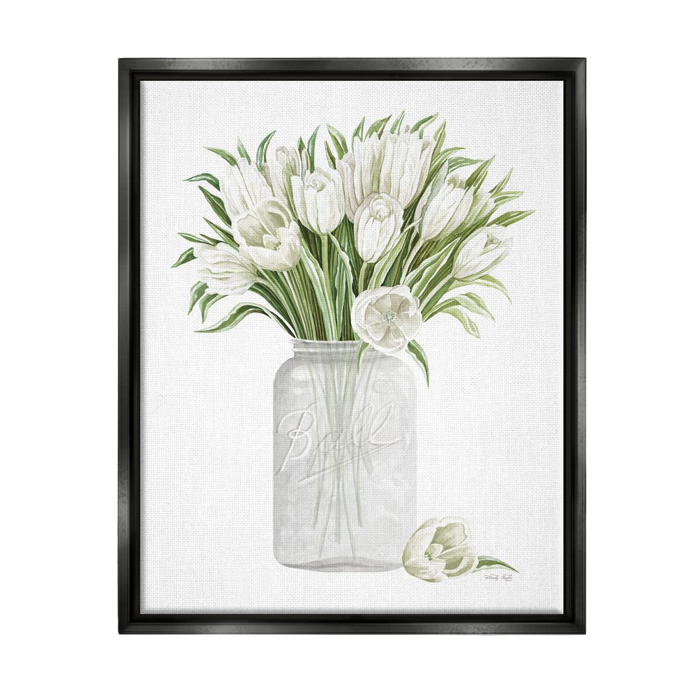 Stupell Industries White Tulips Rustic Country Jar Falling Blooms, Design by Cindy Jacobs