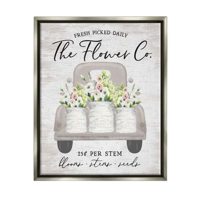 Stupell Industries Antique Flower Sign Vintage Truck Bouquet Blossoms, Design by Lettered and Lined