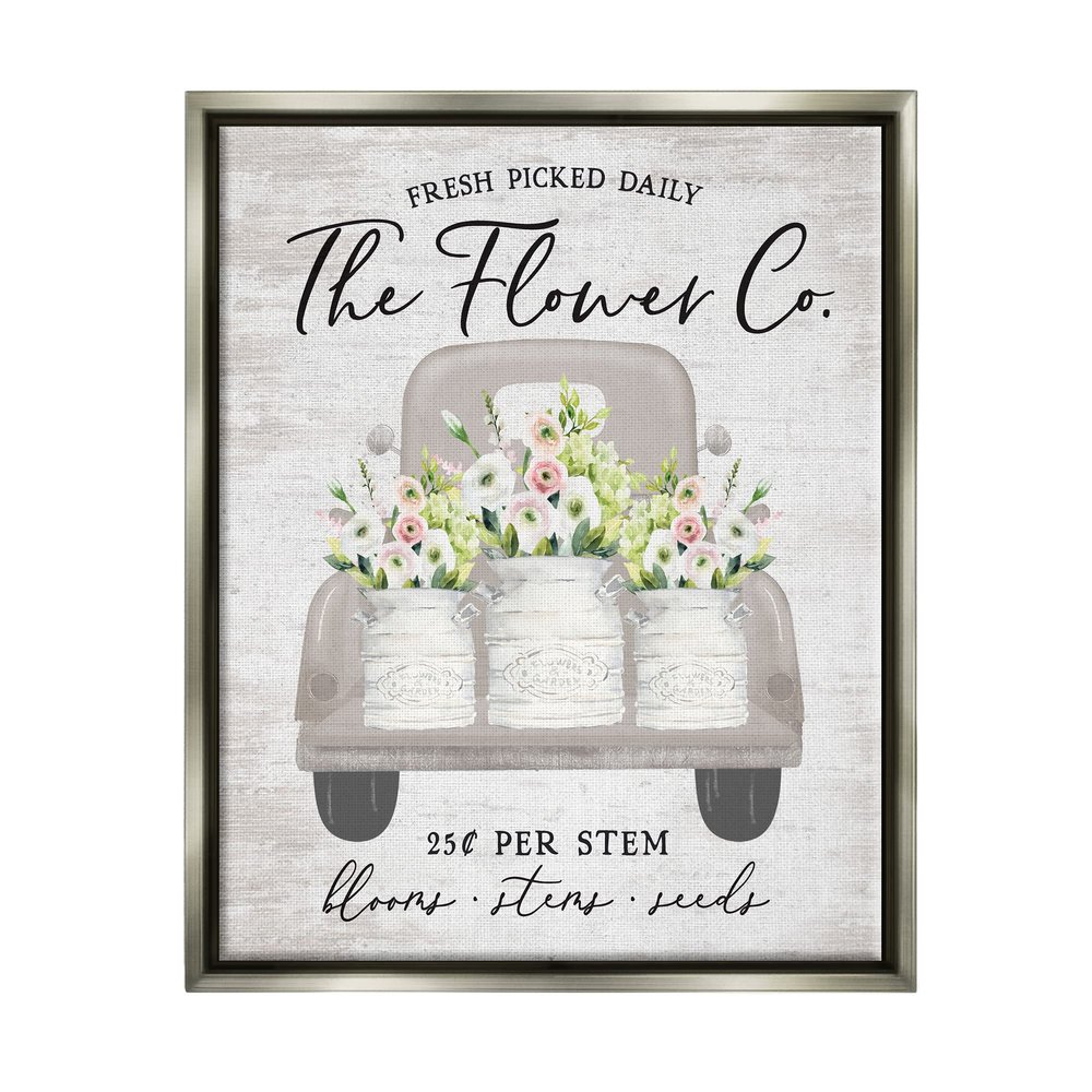 Stupell Industries Antique Flower Sign Vintage Truck Bouquet Blossoms, Design by Lettered and Lined