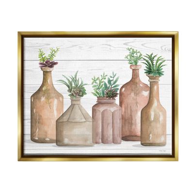 Stupell Industries Succulents Herbs Rustic Cottage Jars Leaves Arrangement, Design by Cindy Jacobs