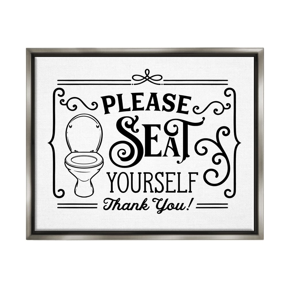 Stupell Industries Seat Yourself Vintage Style Bathroom Toilet Design, Design by Lettered and Lined