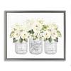 Stupell Industries 'White Roses Blooming Country Rustic Candle Jars ', Floating Frame Canvas Art, Gray, 31 x 25 Inches, Easy to Hang and Sturdy, Made in USA, by Lettered and Lined view 1