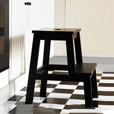 DASHADAO Wood Step Stool Two-Step Ladder Simple Foot Kitchen, High 50cm, 3 Colors Step Stools (Color : Black)