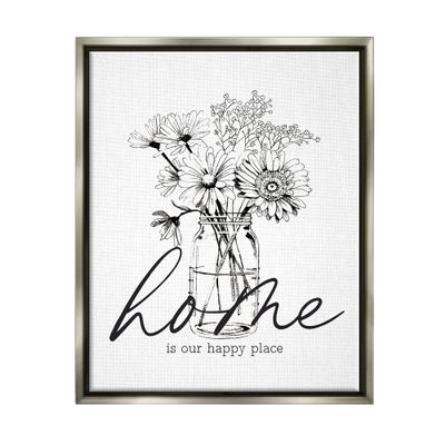 Stupell Industries Home Happy Place Flower Blossoms Jar Bouquet, Design by Lettered and Lined