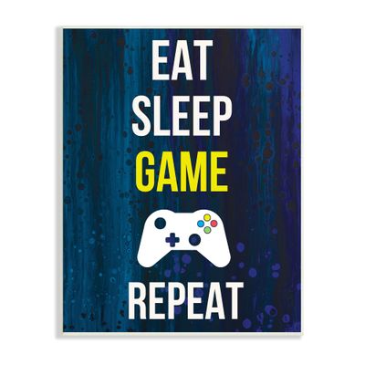 Stupell Industries Eat Sleep Game Repeat Controller Layered Background, Design by Annie Warren