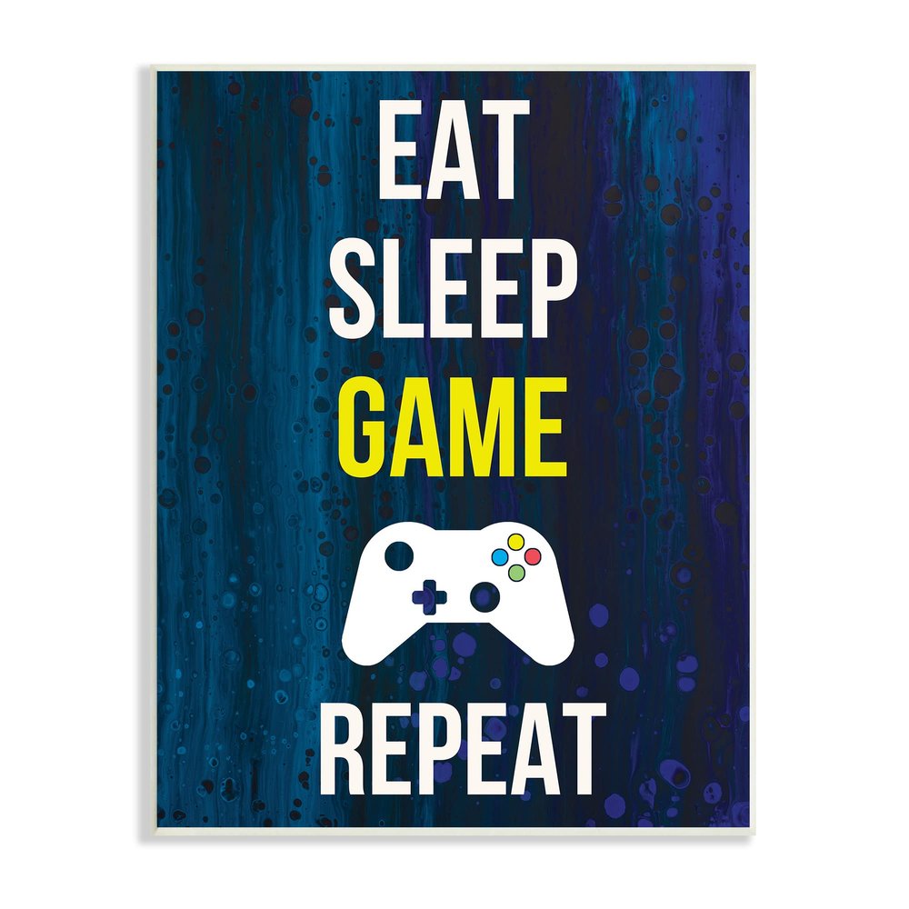 Stupell Industries Eat Sleep Game Repeat Controller Layered Background, Design by Annie Warren