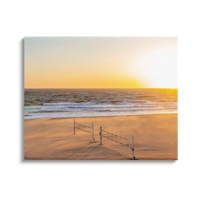 Stupell Industries Radiant Sunset Beach Volleyball Nets Ocean Shoreline, Design by Jeff Poe Photography