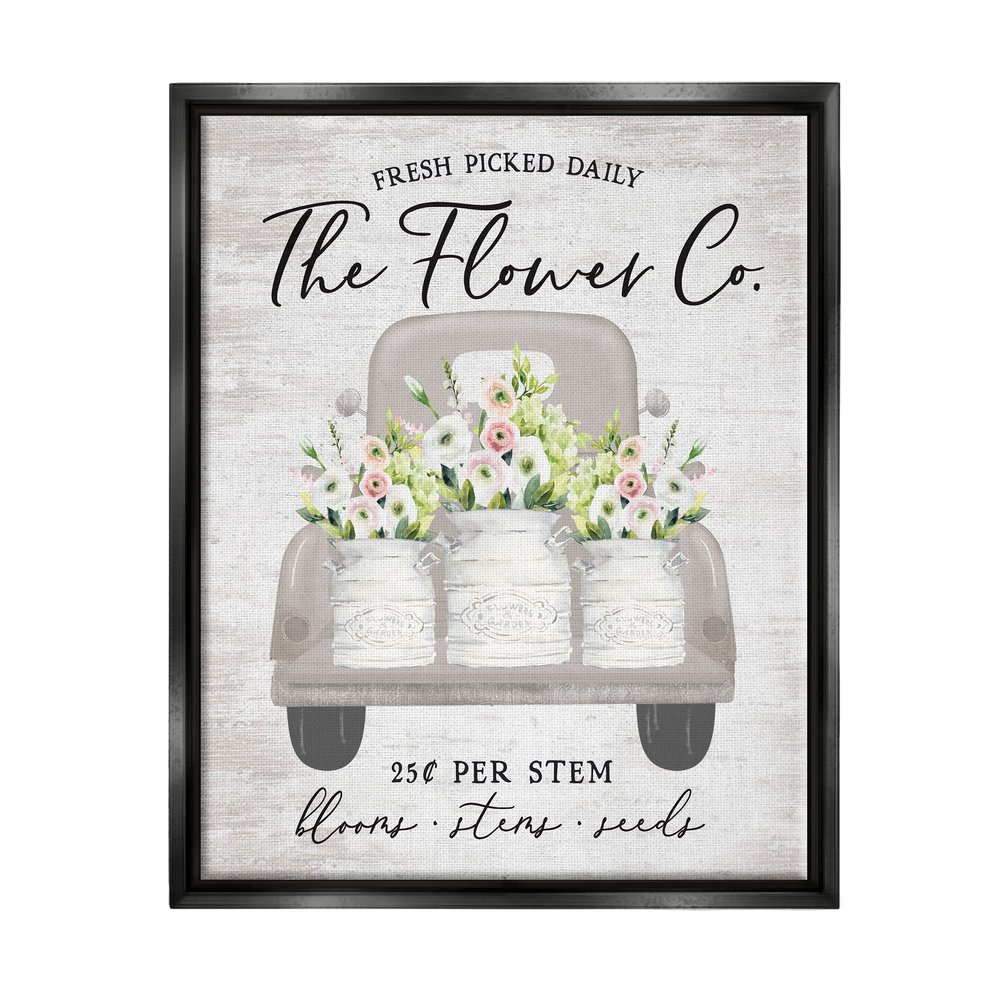 Stupell Industries Antique Flower Sign Vintage Truck Bouquet Blossoms, Design by Lettered and Lined