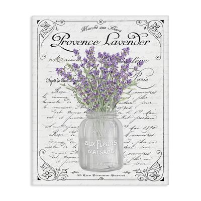 Stupell Industries Lavender Sprigs Bouquet Ornate French Script Motif, Design by Lettered and Lined