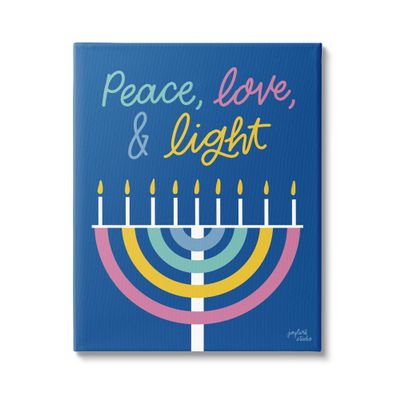 Stupell Industries Peace Love & Light Casual Holiday Hanukkah Menorah, Design by Jess Baskin