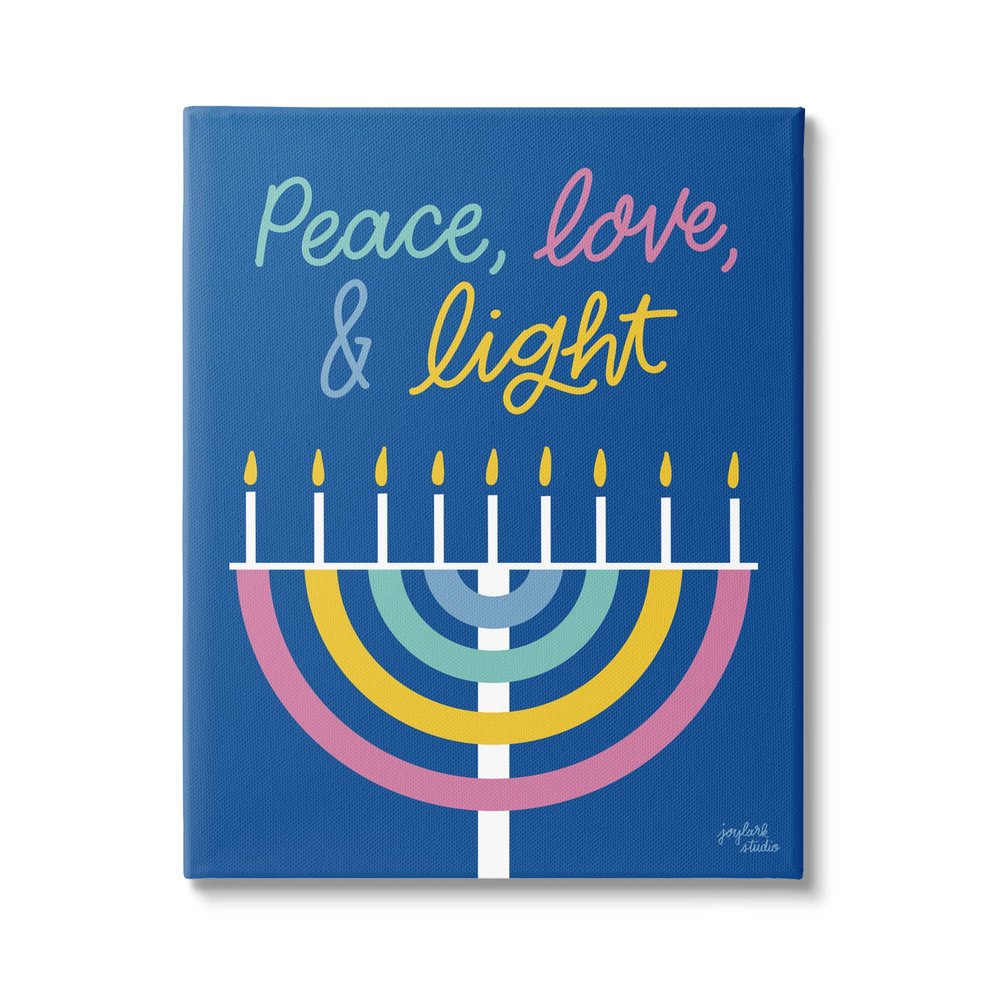Stupell Industries Peace Love & Light Casual Holiday Hanukkah Menorah, Design by Jess Baskin