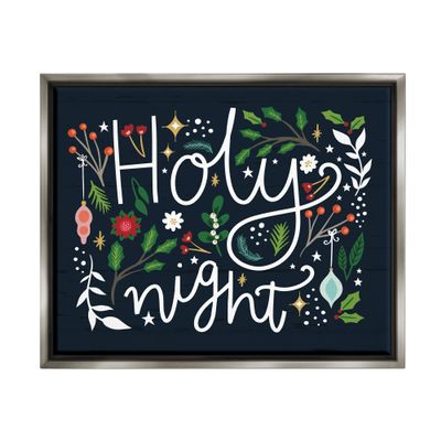 Stupell Industries Holy Night Modern Calligraphy Holiday Winter Botanicals, Design by Louise Allen