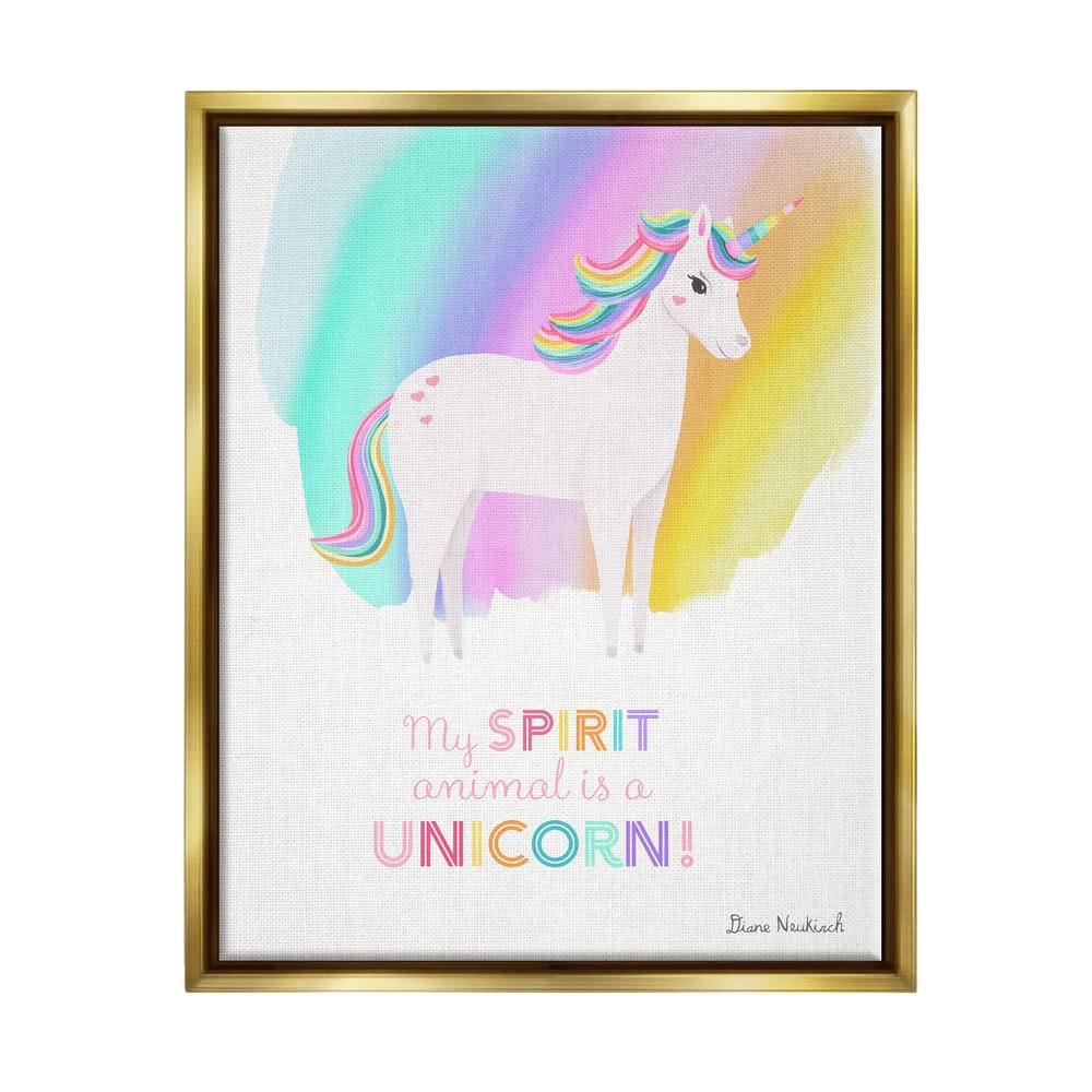 Stupell Industries Unicorn Spirit Animal Vivid Fantasy Rainbow Pony, Design by Diane Neukirch
