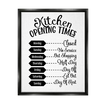 Stupell Industries Kitchen Opening Times Humorous Antique Text Style, Design by Lettered and Lined