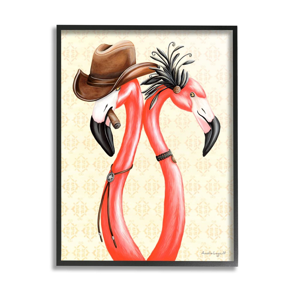 Stupell Industries Vintage Flamingos Cowboy Hat Antique Fashion Outfit, Design by Amelie Legault