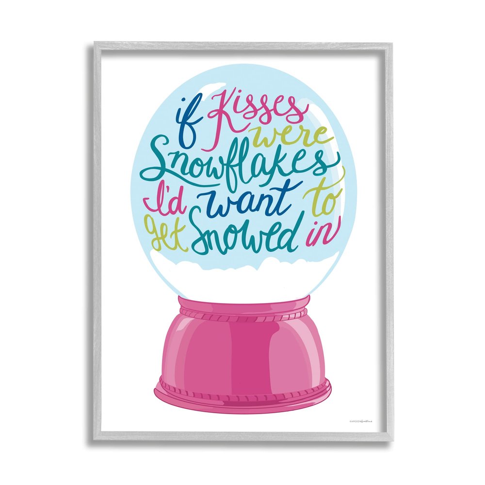 Stupell Industries Romantic Snowflake Kisses Snow Globe Winter Quote, Design by Kamdon Kreations