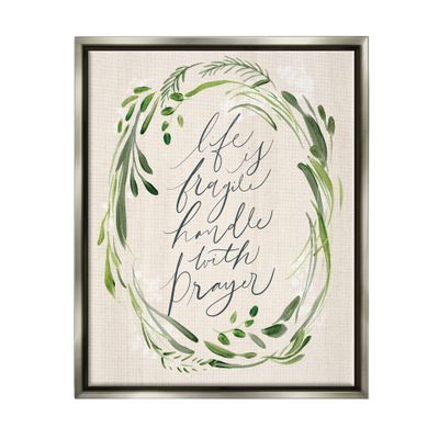 Stupell Industries Religious Prayer Phrase Script Botanical Leaf Border, Design by Caverly Smith