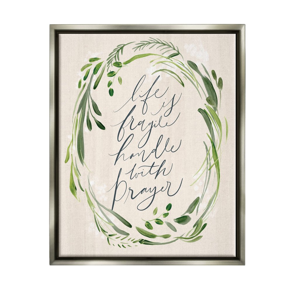 Stupell Industries Religious Prayer Phrase Script Botanical Leaf Border, Design by Caverly Smith