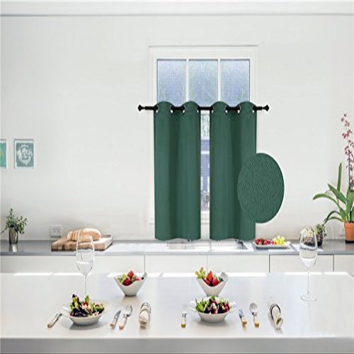 1 Set Solid Blackout Thermal Window Curtain Opaque Colors Same Color in Front and The Back Different Size Hunter Green, K30 (27" Wide x 30" Long) Per Panel