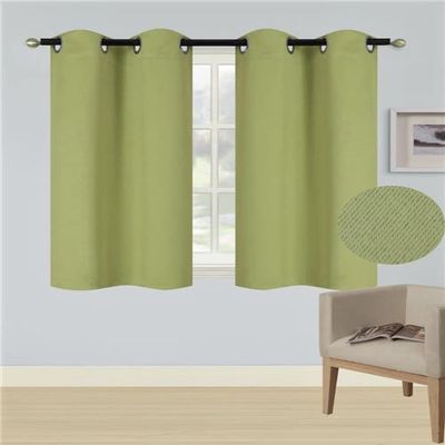 1 Set Solid Blackout Thermal Window Curtain Opaque Colors Same Color in Front and The Back Different Size Lime Green, K54 (27" Wide x 54" Long) per Panel
