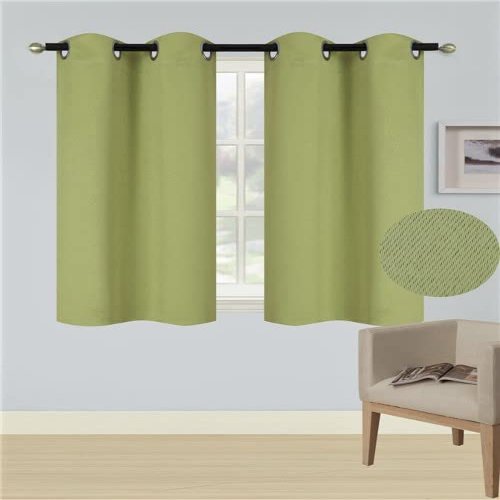 1 Set Solid Blackout Thermal Window Curtain Opaque Colors Same Color in Front and The Back Different Size Lime Green, K54 (27" Wide x 54" Long) per Panel