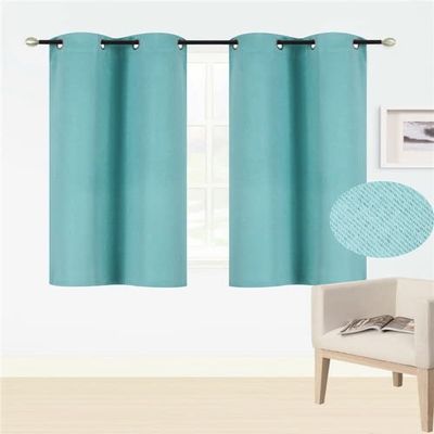 1 Set Solid Blackout Thermal Window Curtain Opaque Colors Same Color in Front and The Back Different Size Teal Green, K54 (27" Wide x 54" Long) per Panel