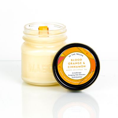 Blood Orange & Cinnamon Mason Jar Candle - Essential Oil Blend, Aromatherapy - 100% Soy Wax, Natural, Vegan & Hypoallergenic