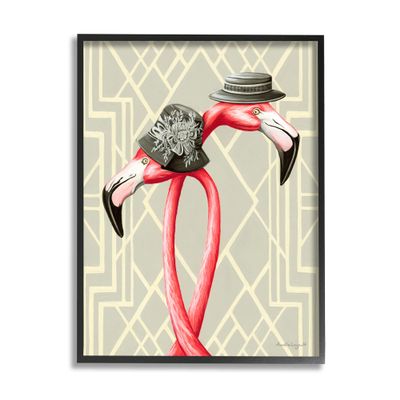 Stupell Industries Pink Flamingos Intertwining Vintage Hats Shapes Design, Design by Amelie Legault