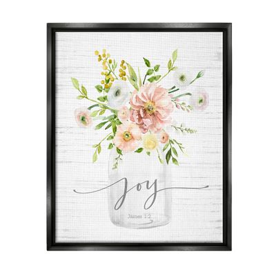 Stupell Industries Country Bouquet Floral Arrangement Religious Joy Script, Design by Lettered and Lined