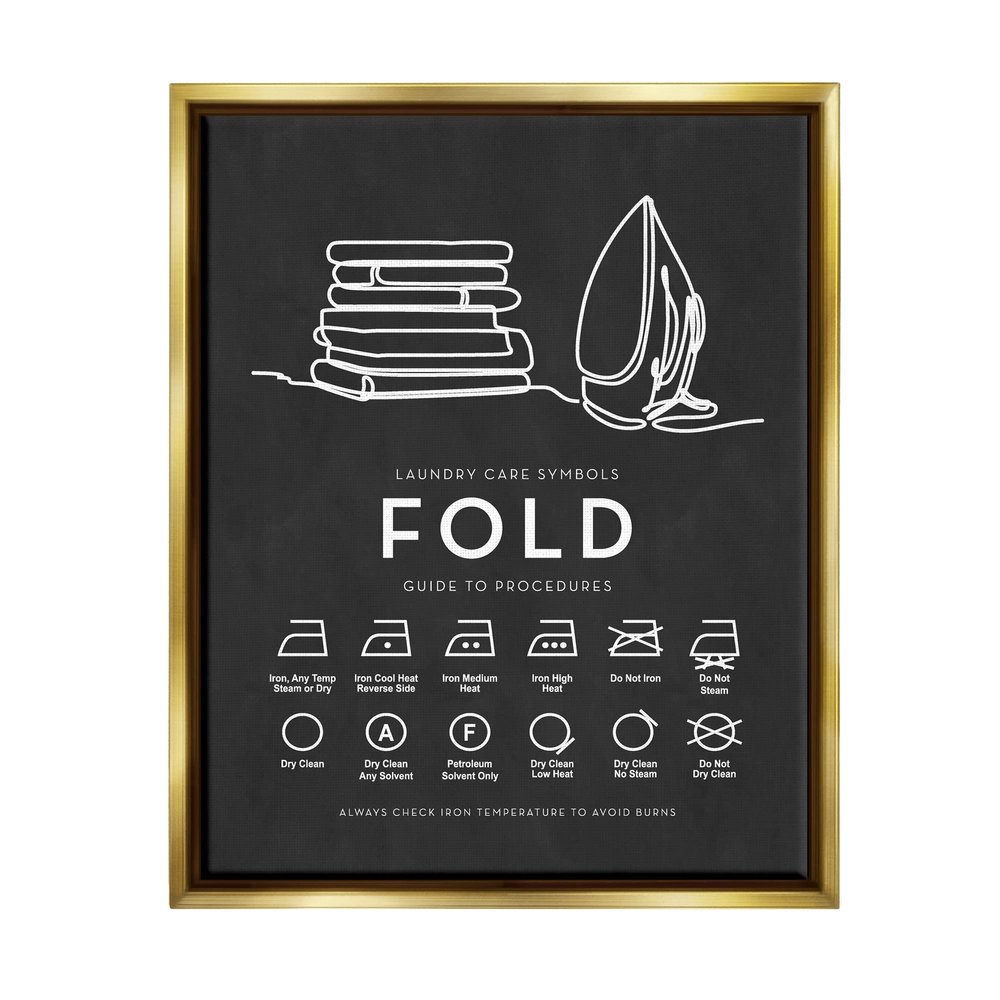 Stupell Industries Laundry Diagram Symbols Chart Ironing Folding Guide, Design by Lettered and Lined