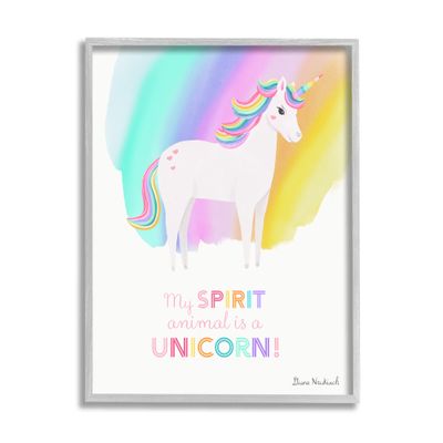 Stupell Industries Unicorn Spirit Animal Vivid Fantasy Rainbow Pony, Design by Diane Neukirch